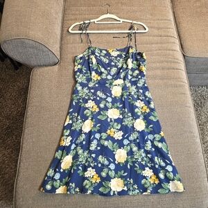 Old Navy Boho Navy Floral Blue Yellow Summer Sleeveless Relaxed Dress Medium